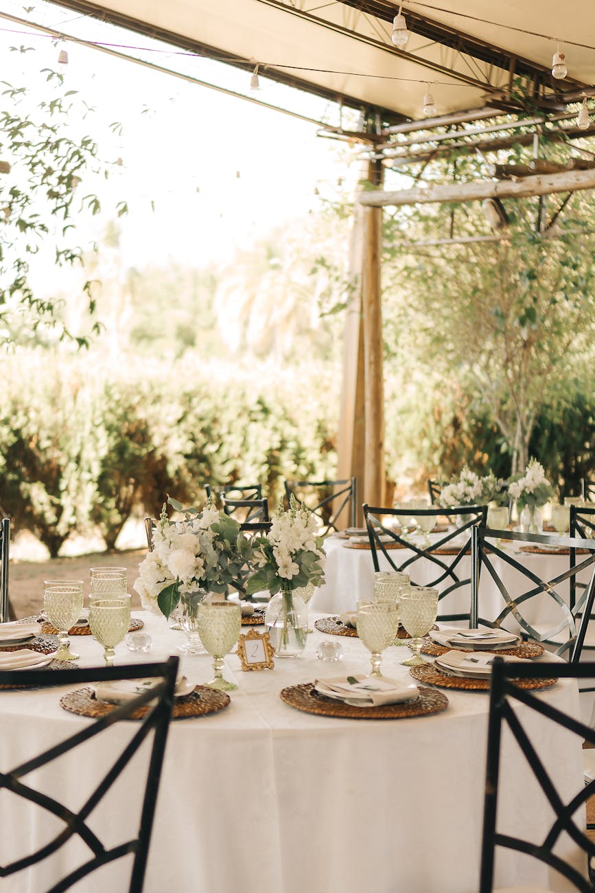 Wedding reception table setting representing event planning in Frisco TX