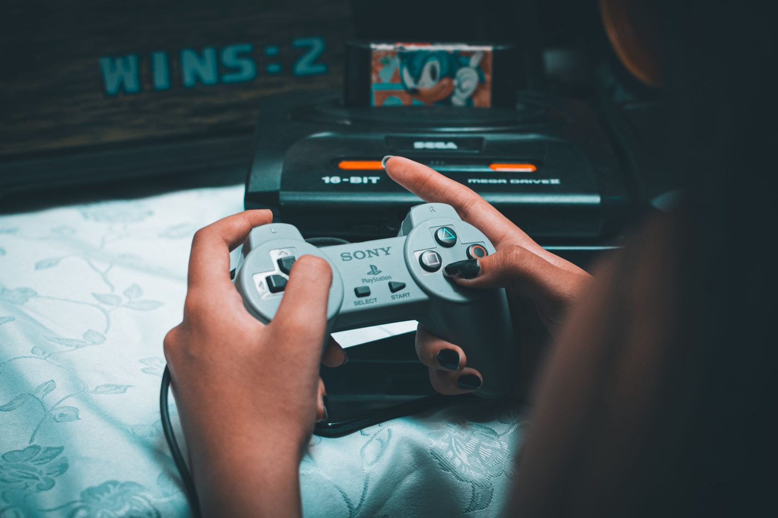 Retro gaming controllers recalling the National Videogame Museum exhibits in Frisco