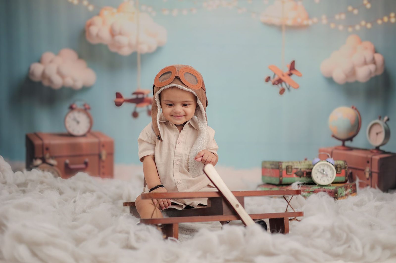 Child role-playing a pilot at KidZania Frisco aviation academy