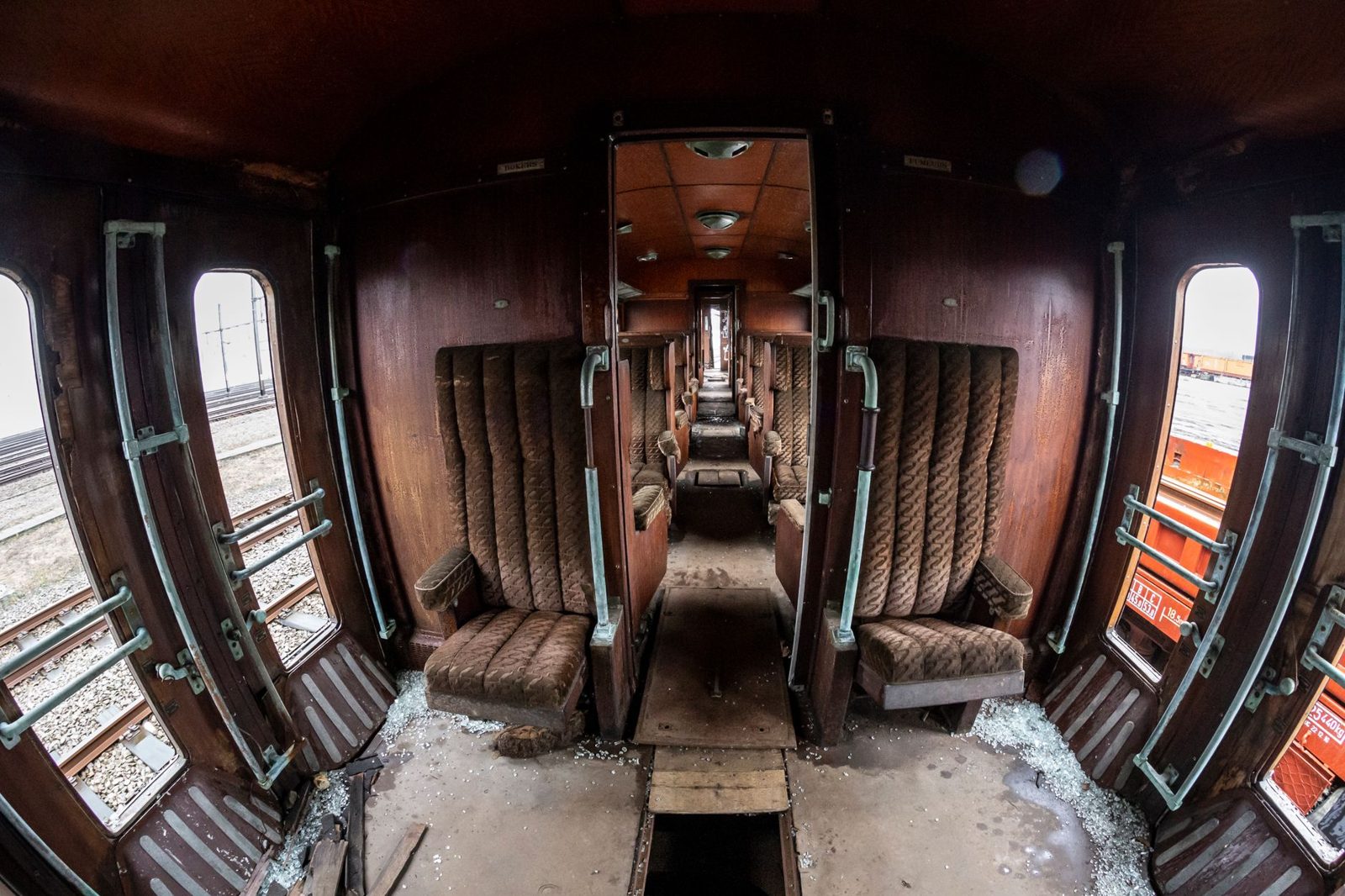 vintage passenger railcar interior Frisco Texas railroad heritage