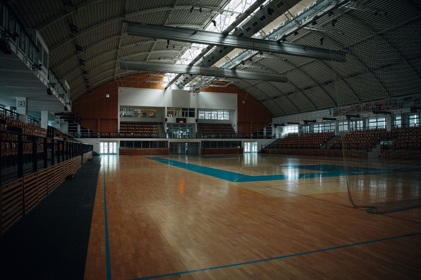 Basketball court hardwood floor at Comerica Center Frisco