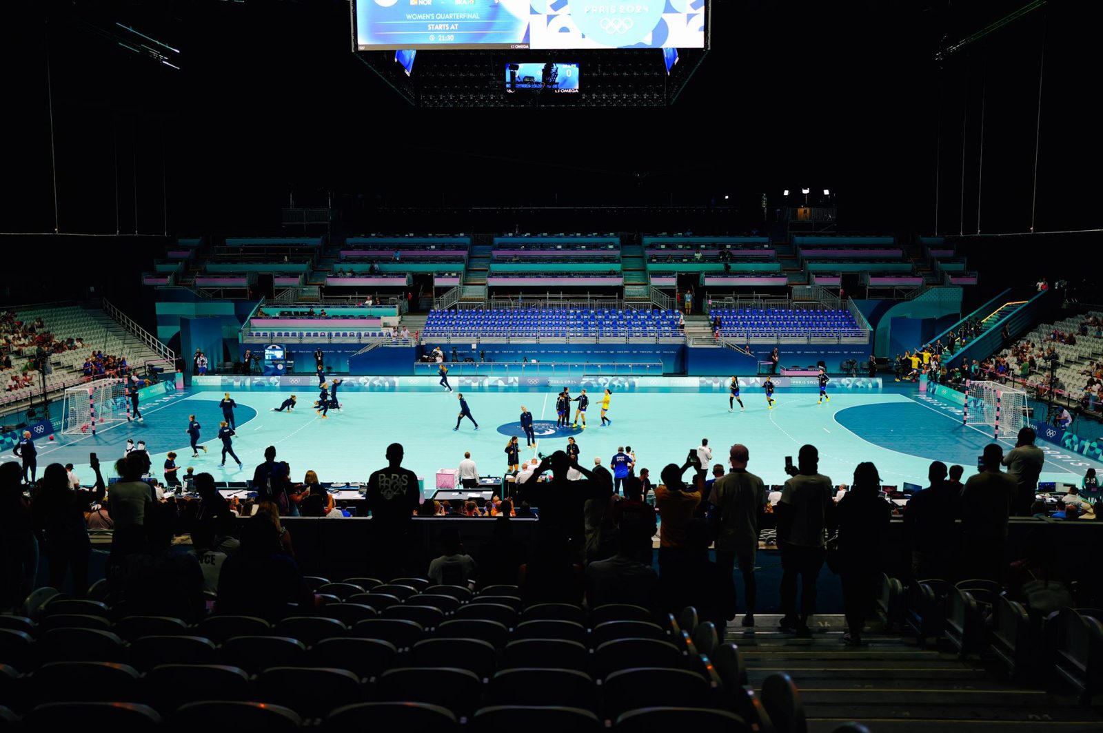 Indoor arena scoreboard at Comerica Center Frisco Texas