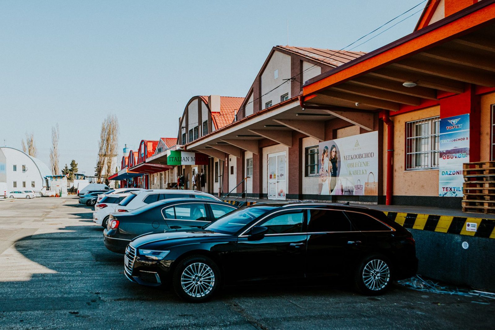 Exterior parking lot view of a Texas shopping mall
