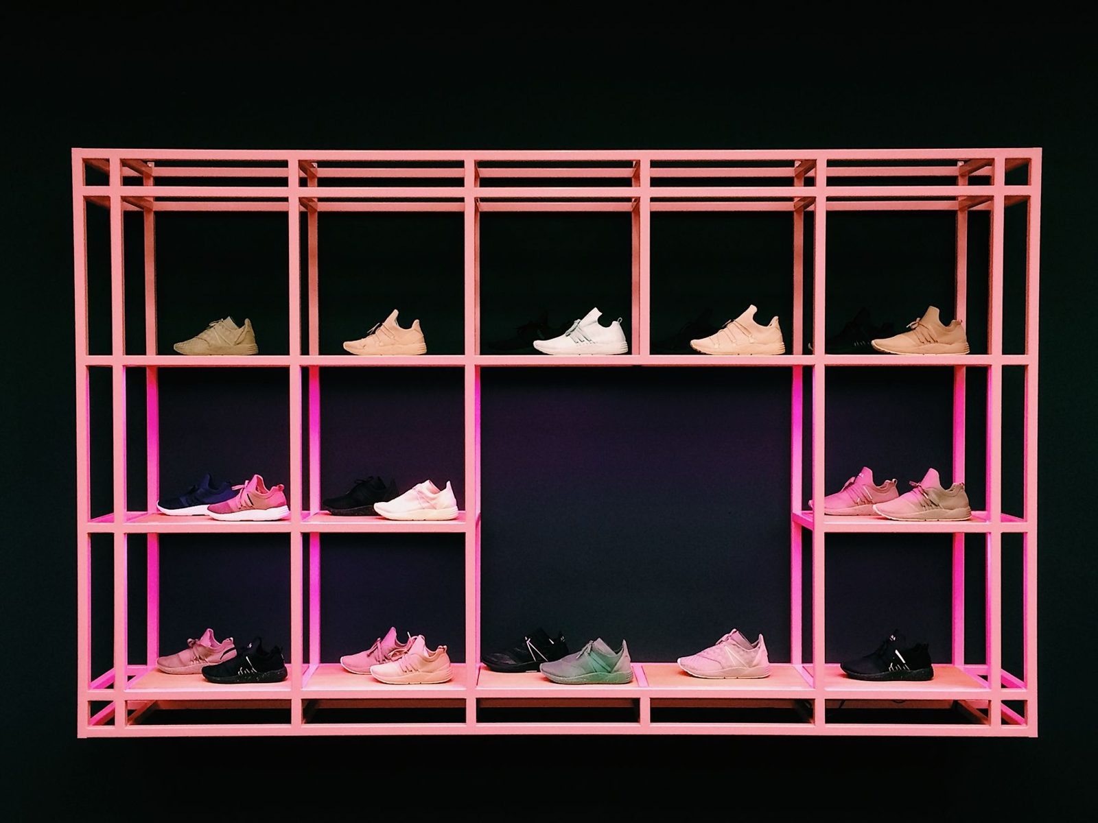 Shoe display at a factory outlet store near Frisco Texas