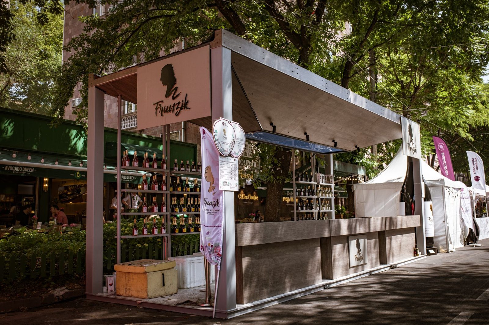 Wine tasting glasses at an outdoor Texas wine festival