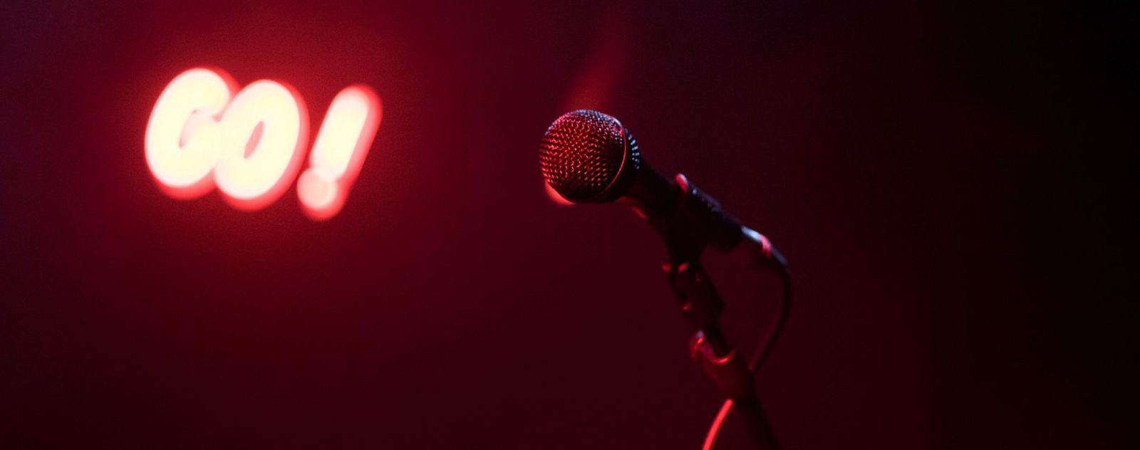 Open mic night stage lights at a Frisco TX venue
