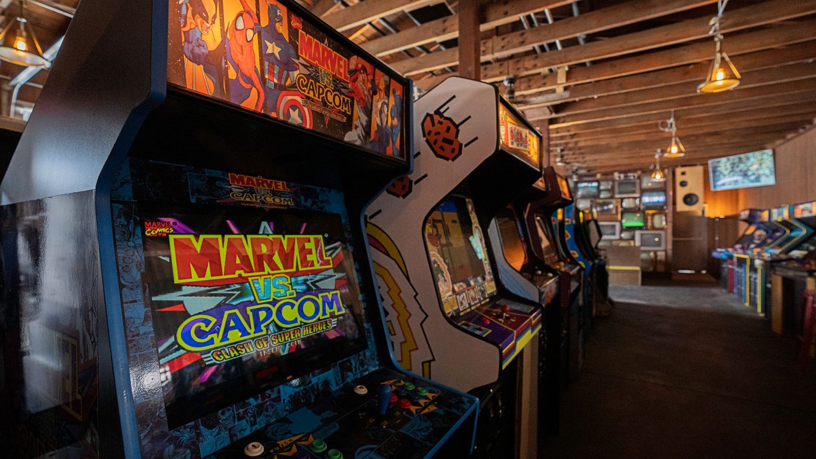 Retro arcade cabinets at the National Videogame Museum in the Frisco Discovery Center