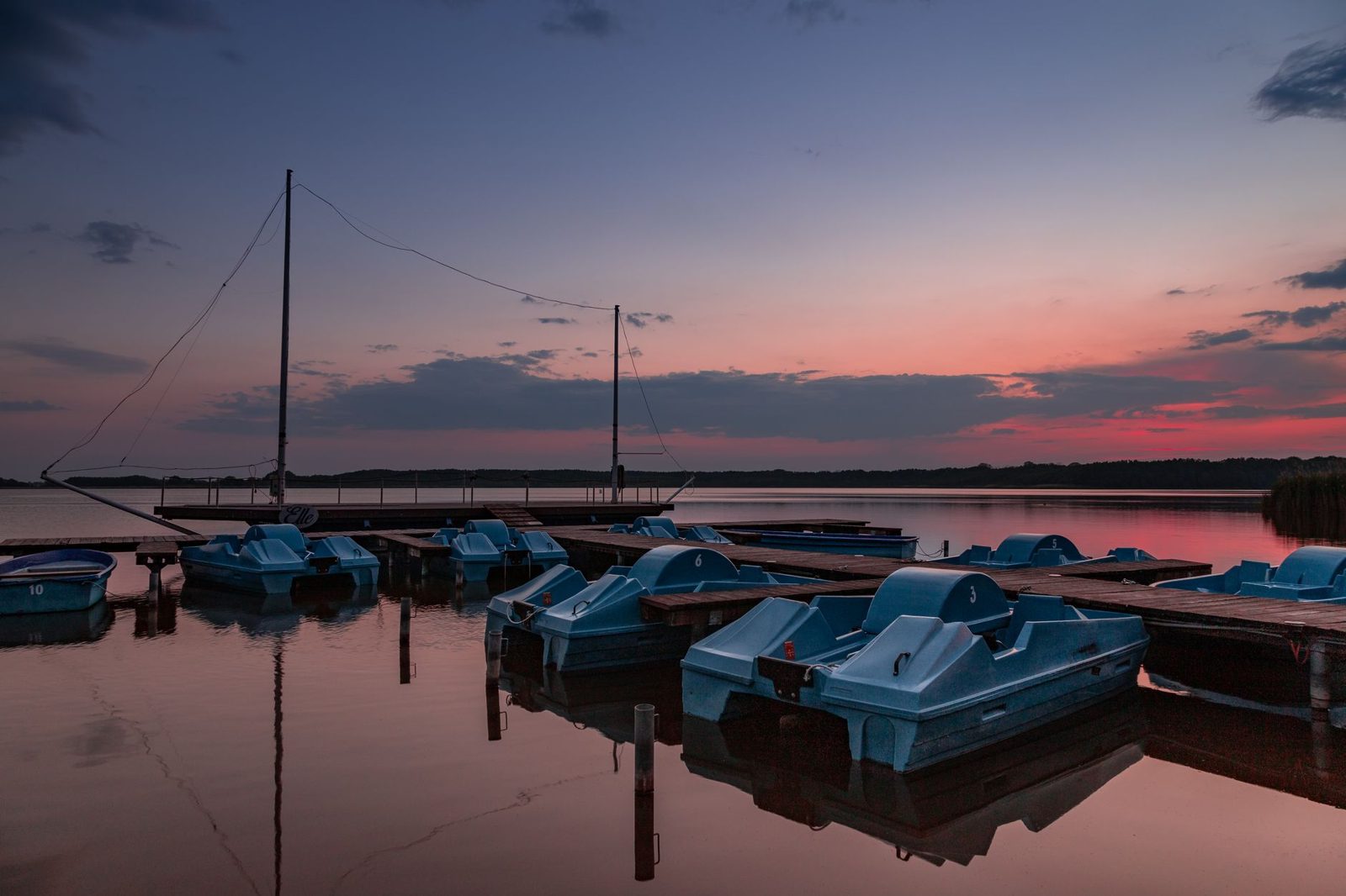 Lake Grapevine shoreline at sunset near Historic Main Street