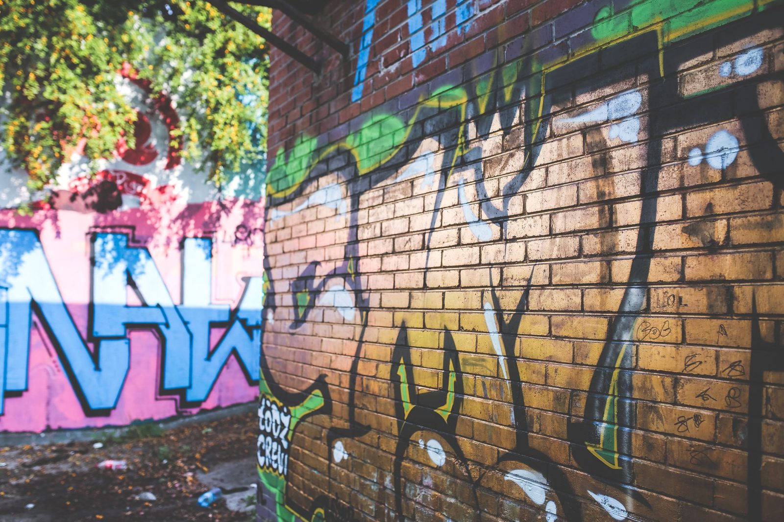 Colorful street mural in a small Texas downtown district