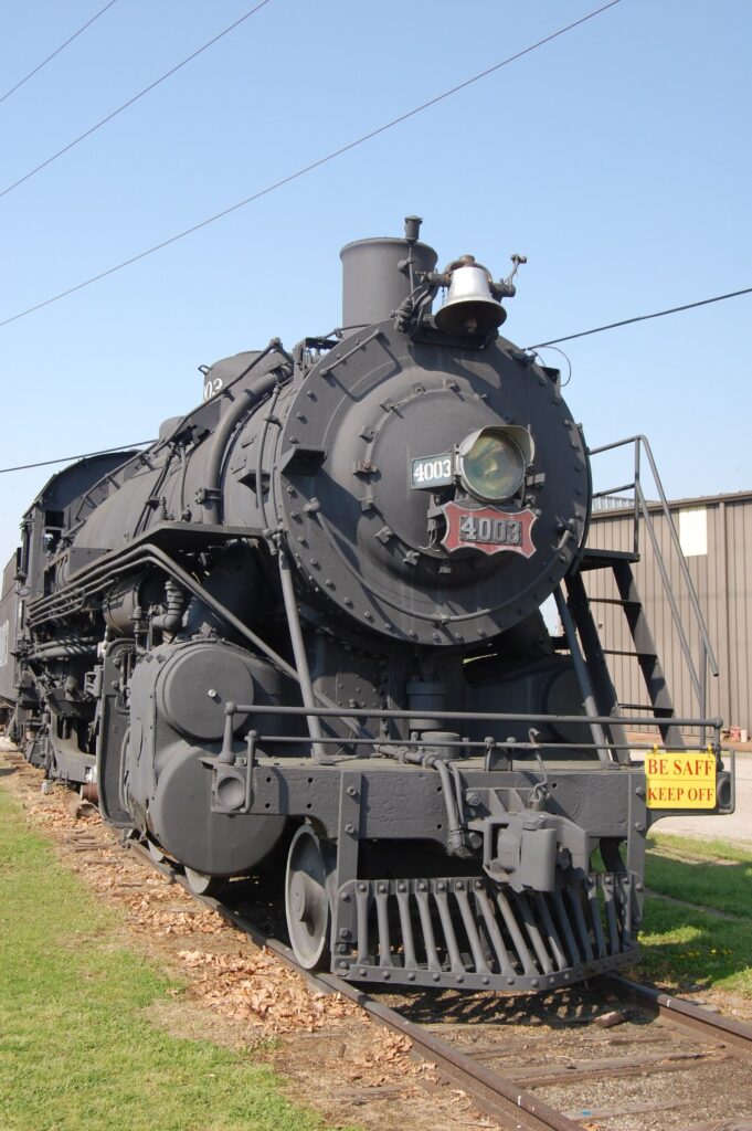 Black St. Louis-San Francisco Railway steam locomotive No. 4003 on a display track