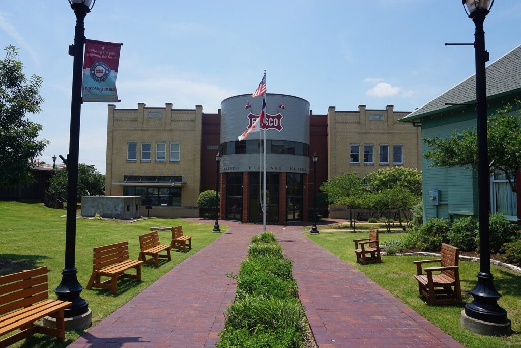 Brick walkway leading to the Frisco Heritage Museum at the Frisco Heritage Center