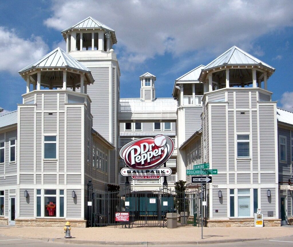Entrance to Dr Pepper Ballpark in Frisco under its former name