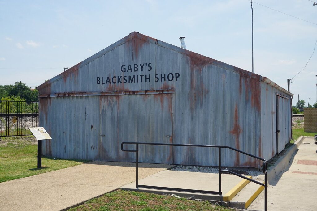 Gaby's Blacksmith Shop at the Frisco Heritage Center, an easy free stop for Frisco TX on a budget